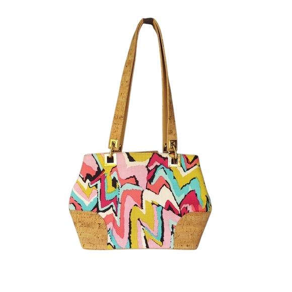 Handbags - Stuart Weitzman Colorful Patterned Canvas Shoulder Bag Multi-Color